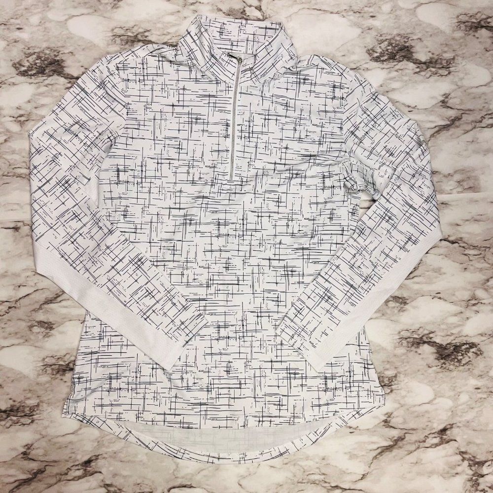 SanSoleil Long Sleeve Mock Solshine Stix Print White Women S Athleisure Active